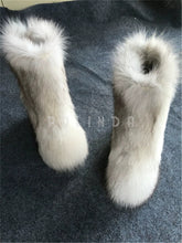 Load image into Gallery viewer, Blue fox Fur Boots Winter Higher Quality Lady Snow Boots Short Fur Boot Fur Lined Boots Womens Invisible High Heels 13cm