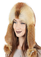 Load image into Gallery viewer, Red Russian Hat Fox Fur Women's Winter fox Skin Hats for Sale with Warm Ear Protection Fox Fur Mongolian Style Ushanka