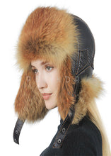 Load image into Gallery viewer, New Style Natural Fox Fur Russian Hat Ushanka Women Winter Warm Fluffy Popular Style Female Fashion Red and Black fox Fur Hat
