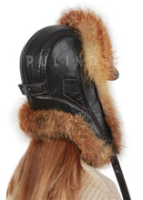 Load image into Gallery viewer, Trapper Warm Fox Fur Ushanka Russian Trooper Hat Winter Ski Cap Women aviator Red fox Fur Hat Natural Color