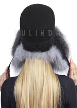 Load image into Gallery viewer, Fluffy Thickened Black Fur Ushanka Winter Hat for Ladies Warm Ushanka Ear Flap Trooper Silver fox Trapper Fur Hat