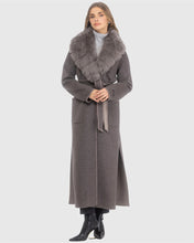 Load image into Gallery viewer, Cashmere Coating Wool Detachable Shearling Lamb Collar and Belt Leather Jackets for Ladies Elegant Winter Spring Autumn