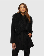 Load image into Gallery viewer, Autumn Winter Coat Elegant Woolen Cashmere Wool Coat with Belt and Mongolia Sheep Fur Closure Leather Jackets for Ladies