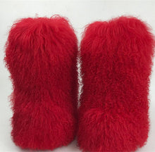 Load image into Gallery viewer, Autumn and Winter Sheepskin Woolen Shoes Flat-soled Fleece-lined Thickened High-top Fur Boot Red Pink White Sheep Wool Boots