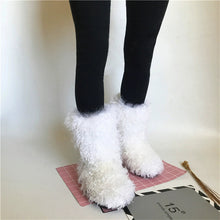 Load image into Gallery viewer, Lambswool Curly Flat Non-slip Mid-calf Thickened Snow Boots Wholesale Women Winter Outdoor Fur Boot Black Sheep Skin Fur Boots
