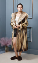 Load image into Gallery viewer, Real Fitch Fur Coat Lynx Fur Collar Hooded