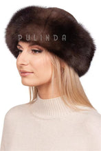 Load image into Gallery viewer, Sable Fur Cashmere Beanie Hat Cap Fluffy Headband Women Thick Warm Headwear Furry Winter Sable Fur Hat Women