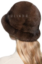 Load image into Gallery viewer, Saga Brown Mink Fur Bucket Hat for Womens Manufacturer Direct Sale Winter Solid Color Hat Fluffy Bucket Hat Womens Mink Fur Hat