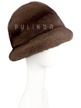 Load image into Gallery viewer, Saga Brown Mink Fur Bucket Hat for Womens Manufacturer Direct Sale Winter Solid Color Hat Fluffy Bucket Hat Womens Mink Fur Hat