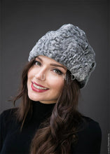 Load image into Gallery viewer, Womens Grey Persian Lamb Swakara Karakul Astrakhan Cossack Hat Cap Sheep Fur Hat Wholesale Trendy Karakul Cap Online