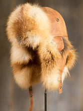 Load image into Gallery viewer, Red Fox Fur Trapper Hat Ushanka Aviator Hat Winter Style Ushanka fox Fur Hat for Men with Windproof Ear Flaps