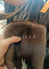 Load image into Gallery viewer, Mink Fur Scarf Full Skin Medium Brown Men's Coffee Mink Fur Scarf Full Pelt Elegant Thick Warm Fuzzy Winter Wear