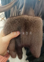 Load image into Gallery viewer, Mink Fur Scarf Full Skin Medium Brown Men's Coffee Mink Fur Scarf Full Pelt Elegant Thick Warm Fuzzy Winter Wear