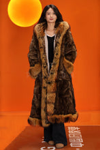 Load image into Gallery viewer, Penny lane in women's full length raccoon fur coat with shawl collar
