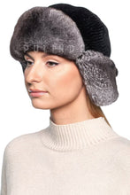 Load image into Gallery viewer, Chinchilla Rex Rabbit Fur Shearling Mouton Sheepskin Trapper Hat UshankaThick Winter Chinchilla Rabbit Aviator Hat Warm Ear Flap