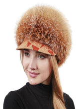 Load image into Gallery viewer, Women's Winter Red Fox Fur Hat with Warm Ear Protection Mongolian Style Casual Hat Fuzzy Russian Fur Hat fox