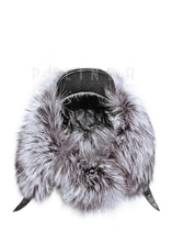 Load image into Gallery viewer, Fluffy Thickened Black Fur Ushanka Winter Hat for Ladies Warm Ushanka Ear Flap Trooper Silver fox Trapper Fur Hat