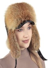 Load image into Gallery viewer, Trapper Warm Fox Fur Ushanka Russian Trooper Hat Winter Ski Cap Women aviator Red fox Fur Hat Natural Color