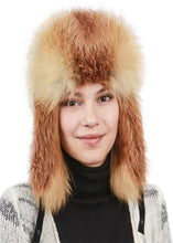 Load image into Gallery viewer, Red Fox Fur Hats Women's Best Russian Ushanka Russian Ushanka Aviator Trapper Snow Skiing Hat Caps Earflap Winter