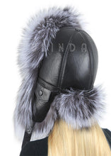 Load image into Gallery viewer, Fluffy Thickened Black Fur Ushanka Winter Hat for Ladies Warm Ushanka Ear Flap Trooper Silver fox Trapper Fur Hat