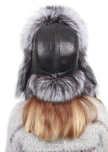 Load image into Gallery viewer, Fluffy Thickened Black Fur Ushanka Winter Hat for Ladies Warm Ushanka Ear Flap Trooper Silver fox Trapper Fur Hat