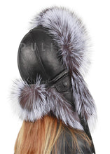 Load image into Gallery viewer, Fluffy Thickened Black Fur Ushanka Winter Hat for Ladies Warm Ushanka Ear Flap Trooper Silver fox Trapper Fur Hat