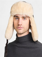 Load image into Gallery viewer, Men's sheepskin aviator cap, warm hat, earflap cap, wool hat