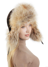 Load image into Gallery viewer, Silver fox Pom Pom Hat Super Fluffy Fashion Waterproof Hunting Russian Warm Earflap Trapper Winter Fur Hat fox Ushanka