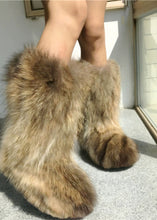 Load image into Gallery viewer, New Autumn Winter Raccoon Fur Boot Flat High-top Warm Fur Boots Fluffy Boots Racoon Fur for Women