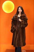 Load image into Gallery viewer, Full length natural Saga mink fur coat with shawl collar