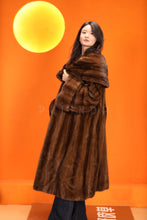 Load image into Gallery viewer, Full length natural Saga mink fur coat with shawl collar