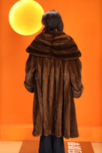 Load image into Gallery viewer, Full length natural Saga mink fur coat with shawl collar