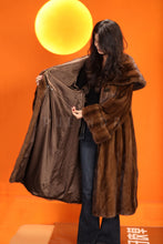 Load image into Gallery viewer, Full length natural Saga mink fur coat with shawl collar