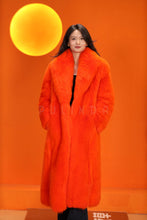 Load image into Gallery viewer, Full length natural Saga fox fur coat with shawl collar