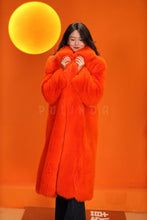 Load image into Gallery viewer, Full length natural Saga fox fur coat with shawl collar