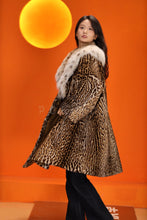 Load image into Gallery viewer, Full length natural ocelot fur coat with shawl collar