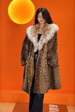 Load image into Gallery viewer, Full length natural ocelot fur coat with shawl collar