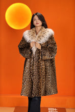Load image into Gallery viewer, Full length natural ocelot fur coat with shawl collar