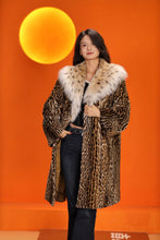 Load image into Gallery viewer, Full length natural ocelot fur coat with shawl collar