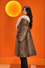 Load image into Gallery viewer, Full length natural ocelot fur coat with shawl collar
