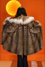 Load image into Gallery viewer, Full length natural ocelot fur coat with shawl collar