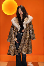 Load image into Gallery viewer, Full length natural ocelot fur coat with shawl collar