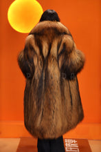 Load image into Gallery viewer, Full length natural arctic raccoon fur coat with shawl collar