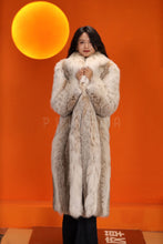 Load image into Gallery viewer, Full length natural lynx fur coat with shawl collar