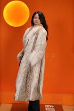Load image into Gallery viewer, Full length natural lynx fur coat with shawl collar