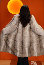 Load image into Gallery viewer, Full length natural lynx fur coat with shawl collar