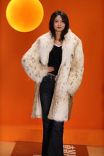 Load image into Gallery viewer, Mid-length women's natural lynx fur coat with shawl collar