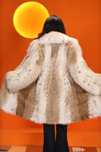 Load image into Gallery viewer, Mid-length women's natural lynx fur coat with shawl collar