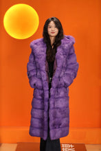 Load image into Gallery viewer, Full length natural arctic hare fur hooded coat