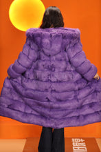 Load image into Gallery viewer, Full length natural arctic hare fur hooded coat